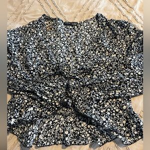 Shein cropped floral blouse